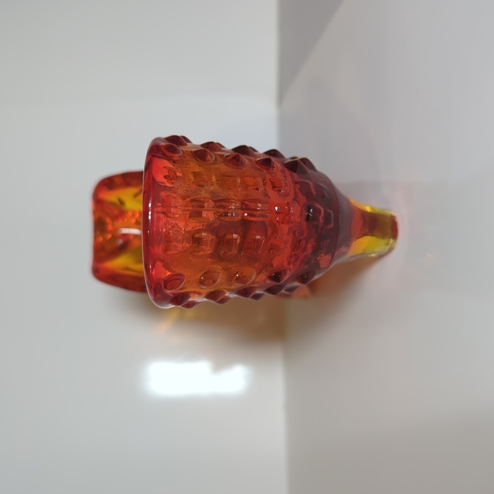 Vintage Fenton Amberina Hobnail Glass Cat Head Shoe - Picture 3 of 5
